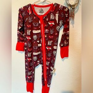 Baby Convertible Bamboo Romper Footie Size 3-6 month skulls, roses, hearts